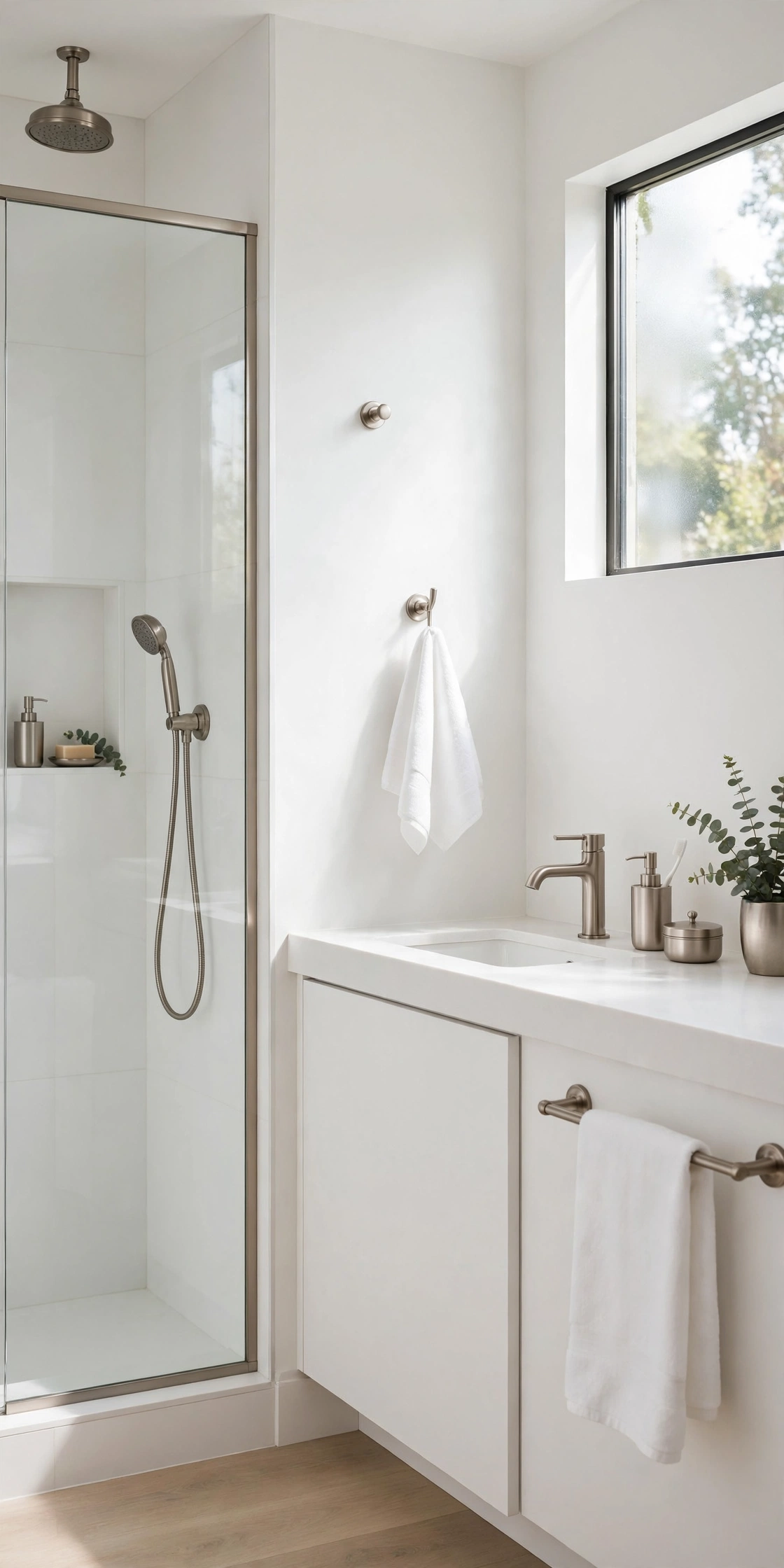Bathroom silver fixtures