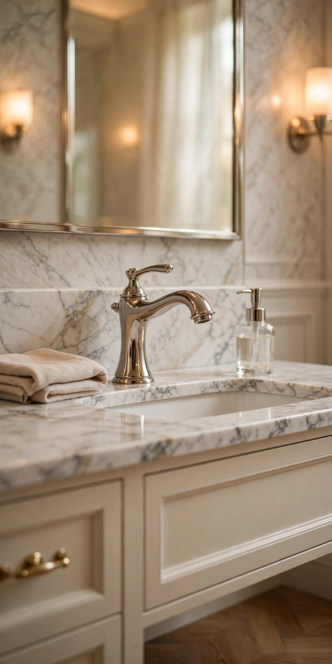 Bathroom silver fixtures