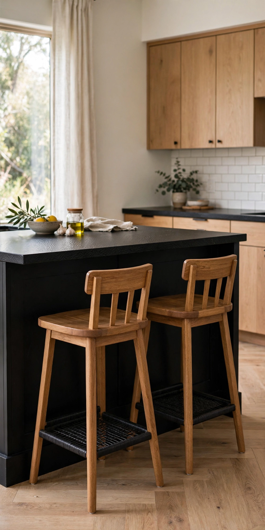 Black and natural wood kitchen