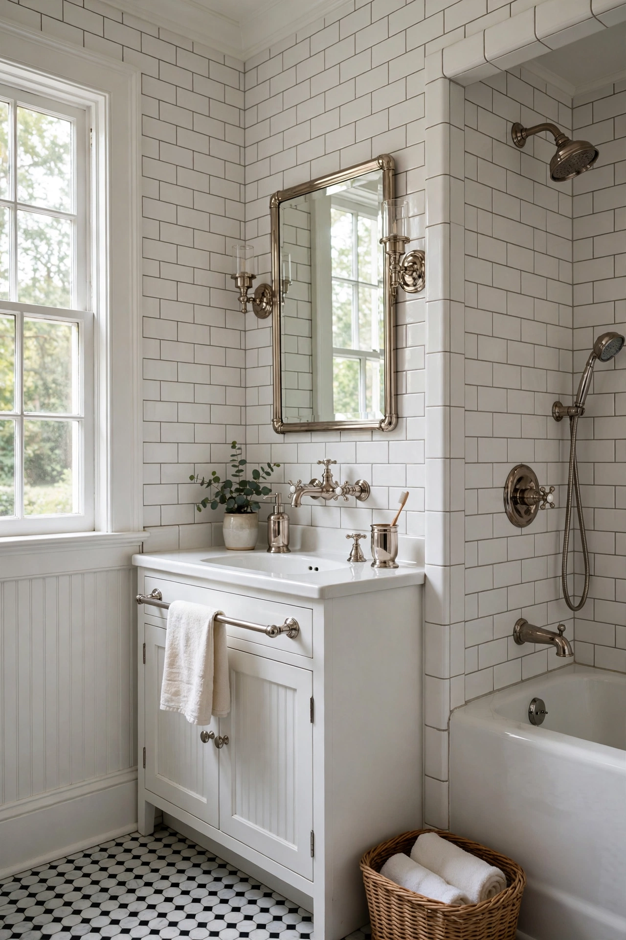 Bathroom silver fixtures