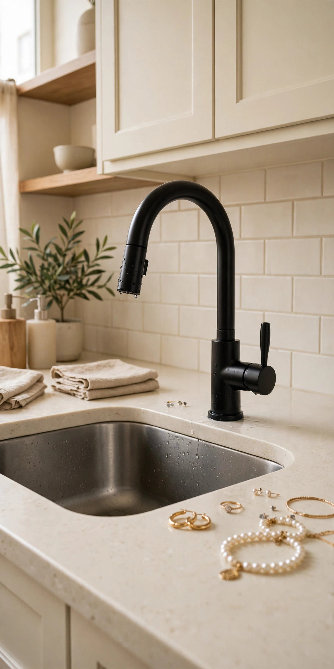 Black and cream kitchen