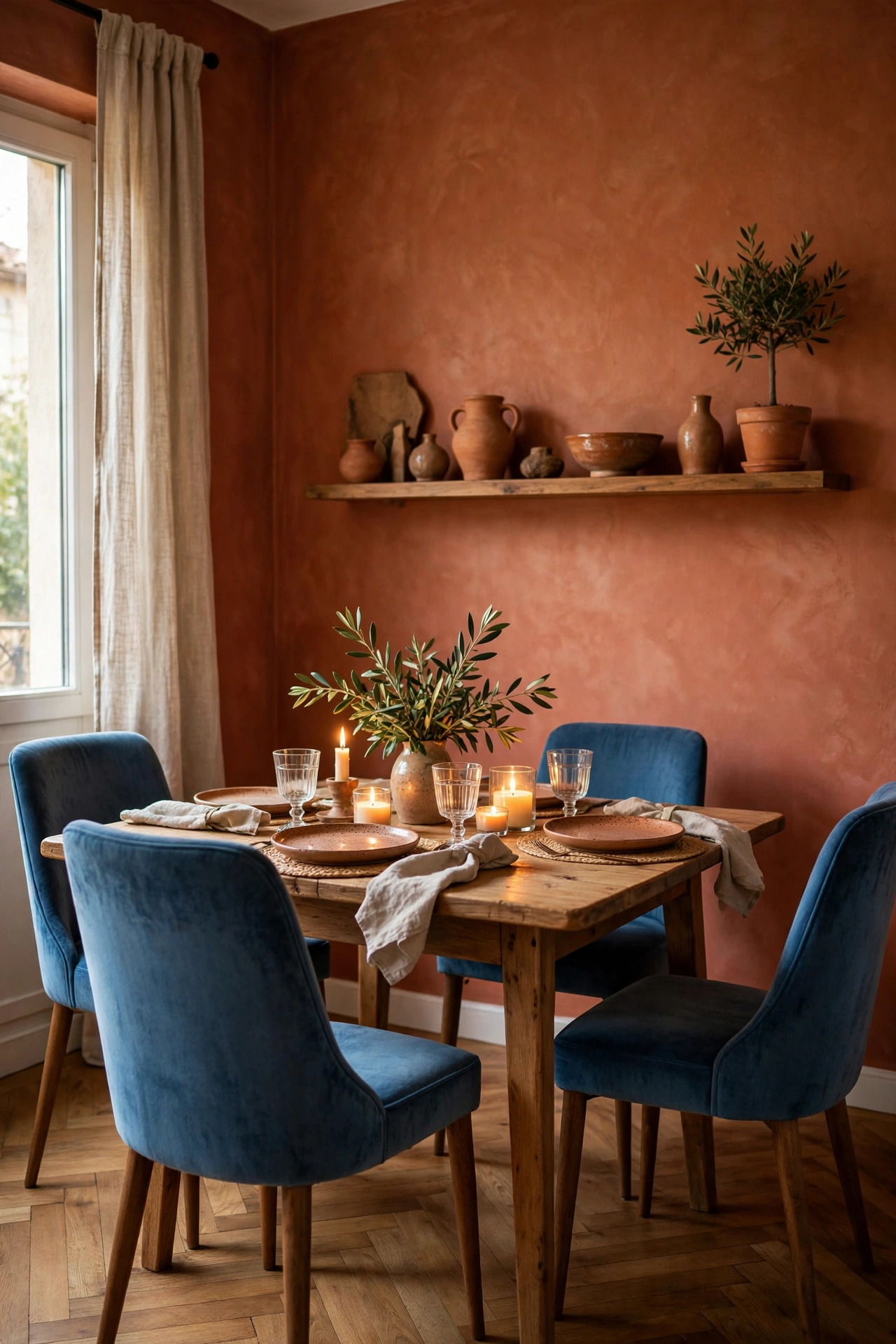 Blue and orange apartment decor
