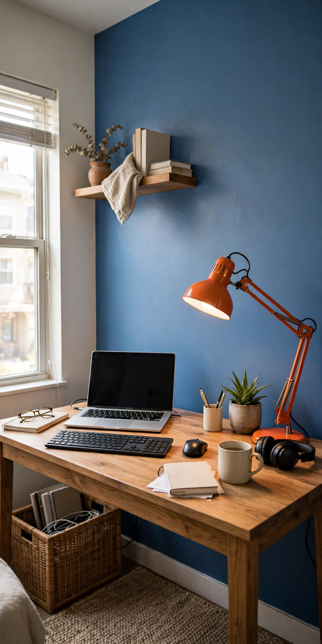 Blue and orange apartment decor