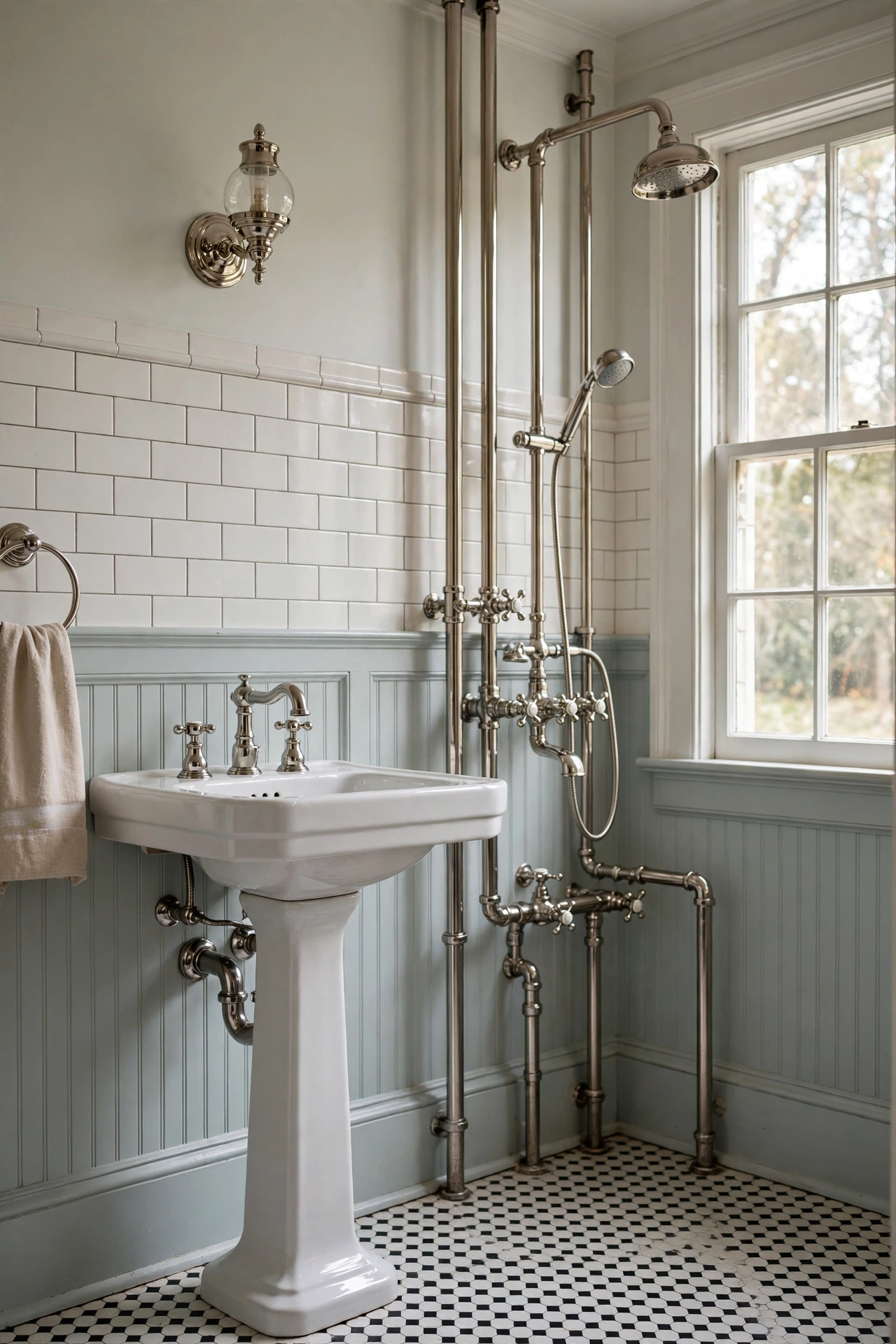 Bathroom silver fixtures