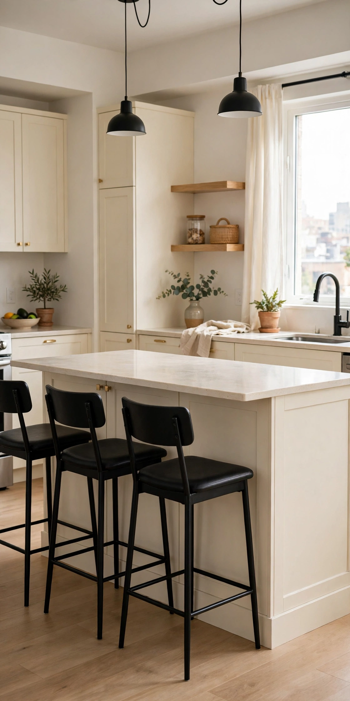 Black and cream kitchen