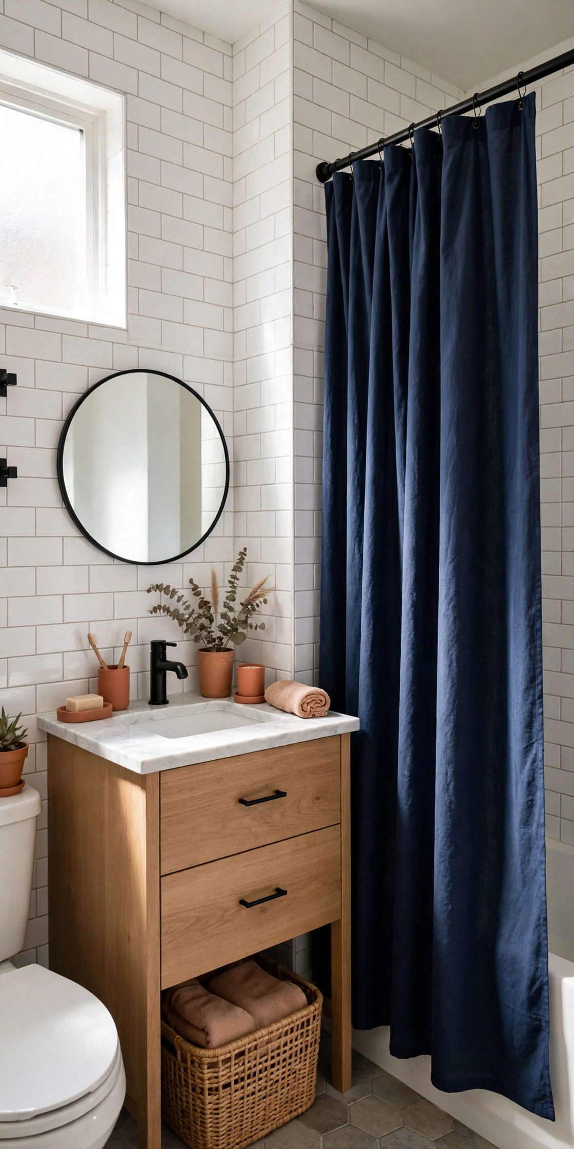 Blue and orange apartment decor