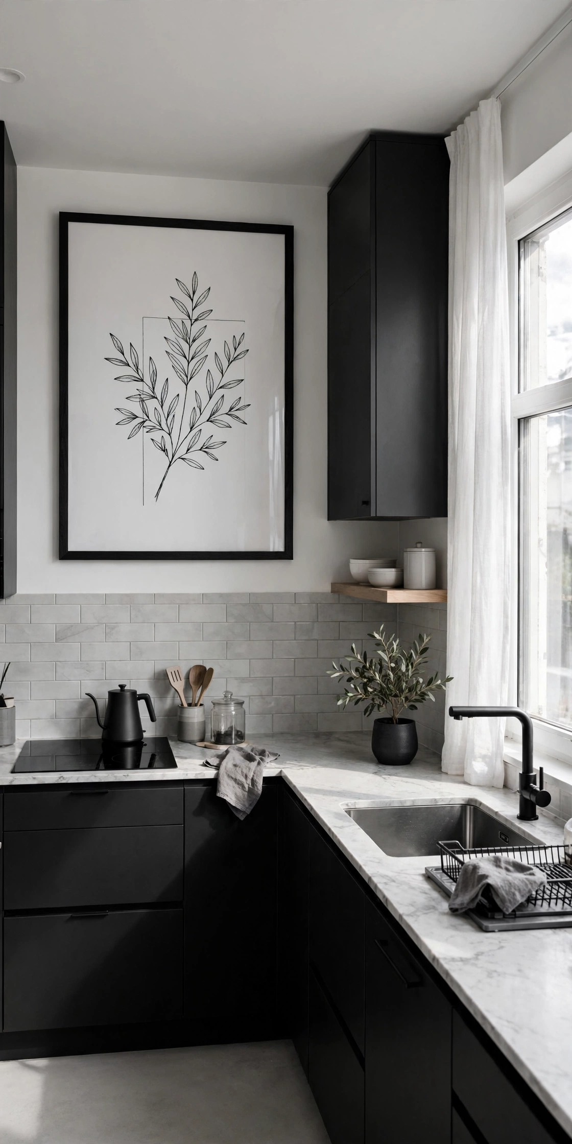 Black and white modern kitchen