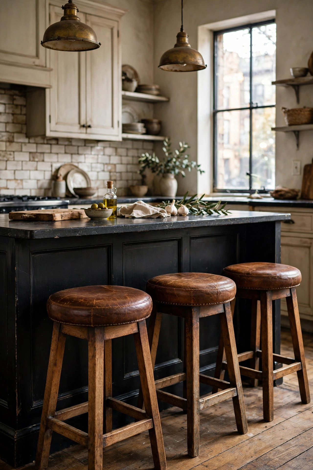 Black and natural wood kitchen