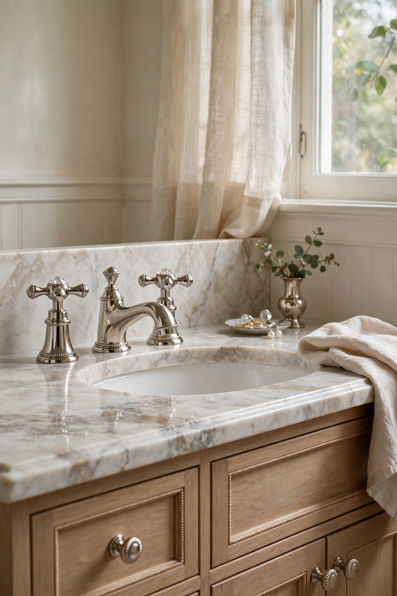 Bathroom silver fixtures