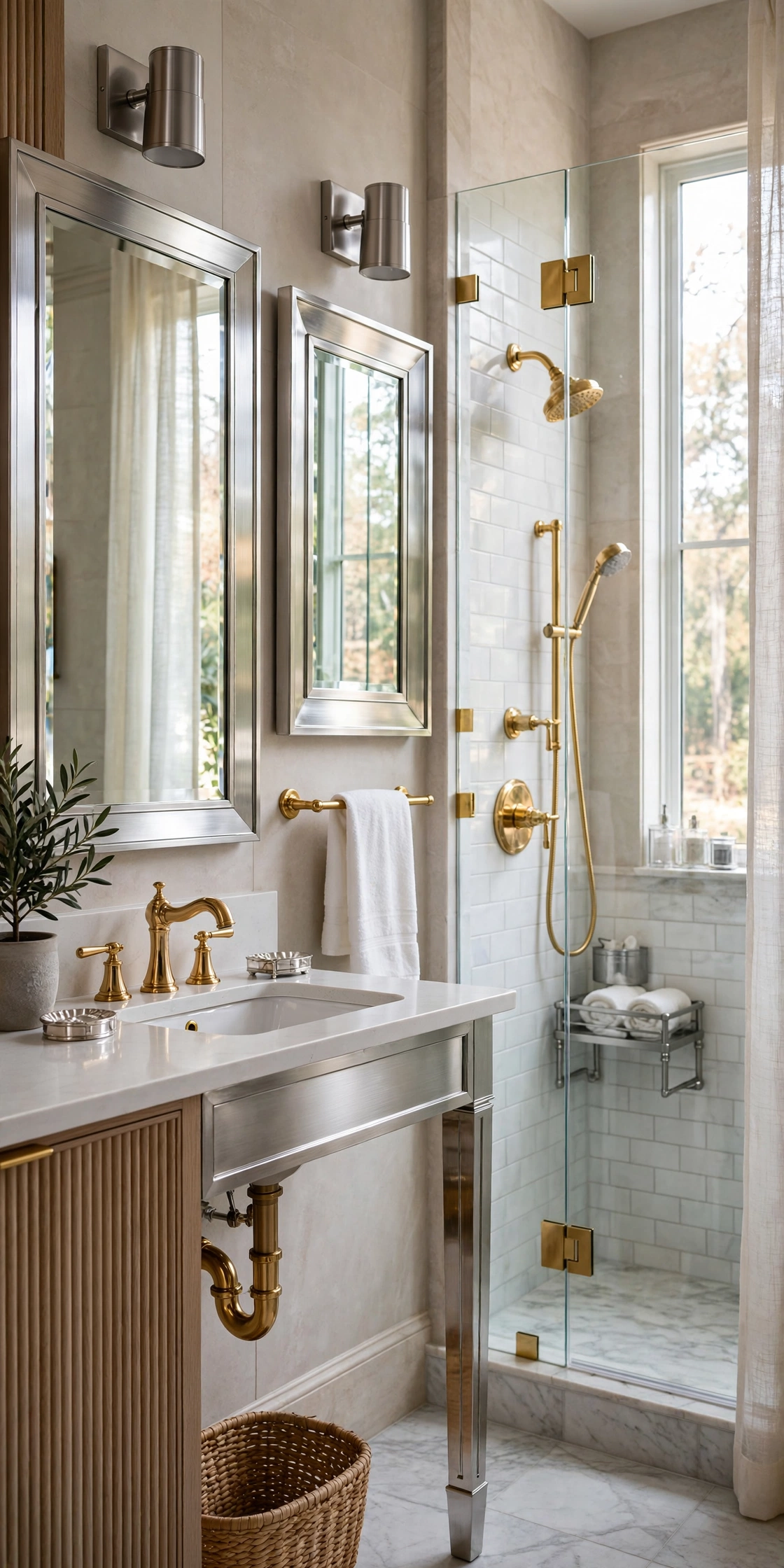 Bathroom gold accents