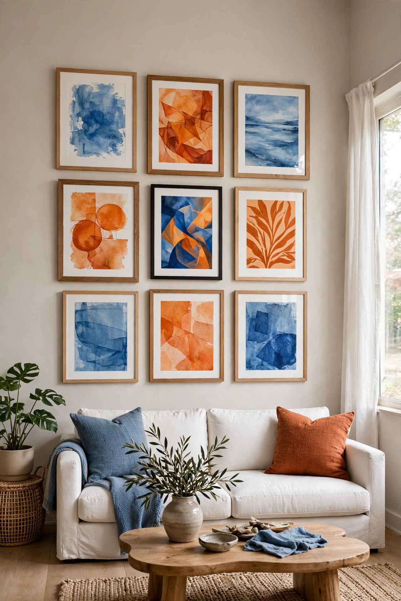 Blue and orange apartment decor