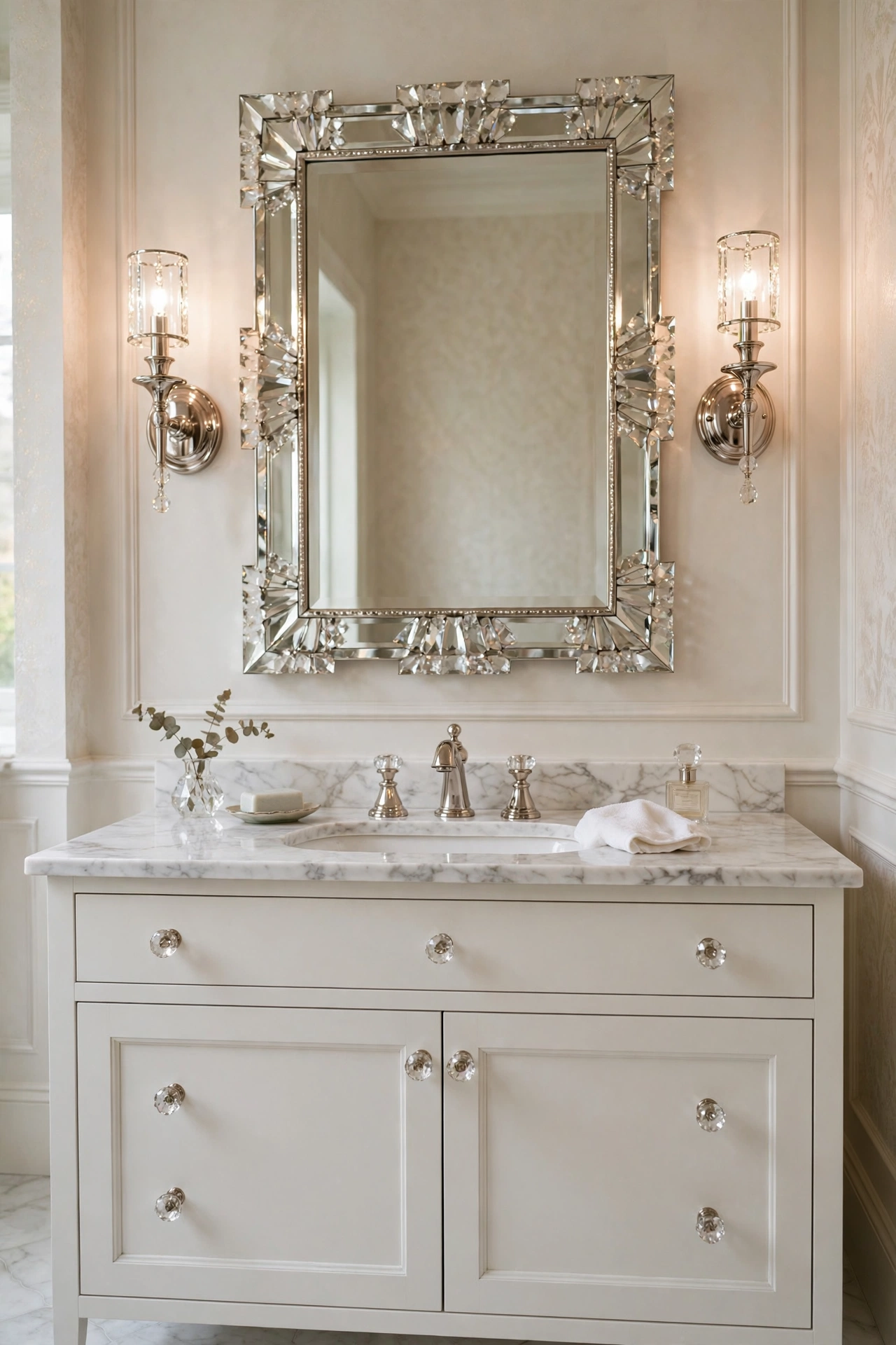Bathroom silver fixtures