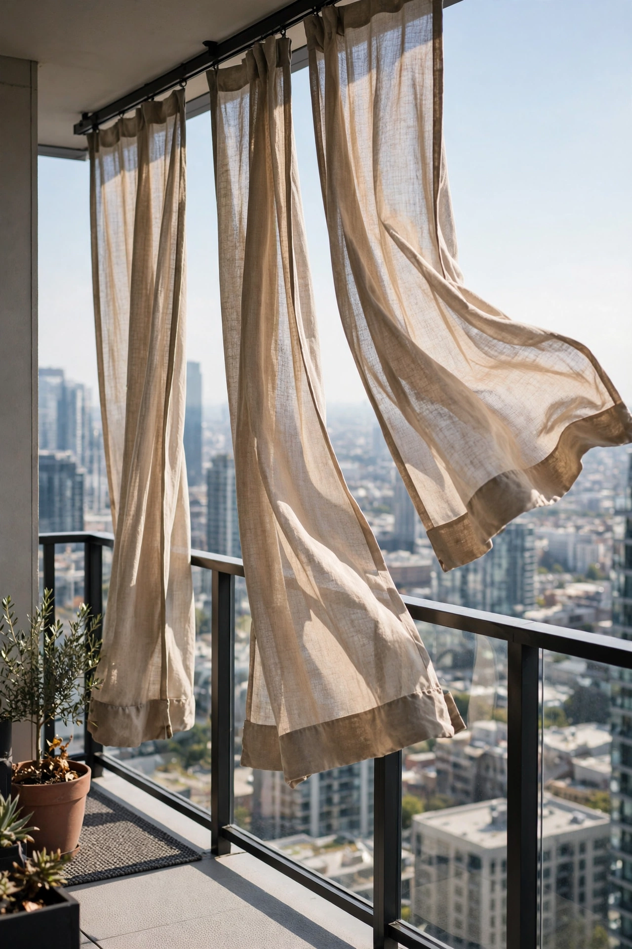 Apartment balcony curtains