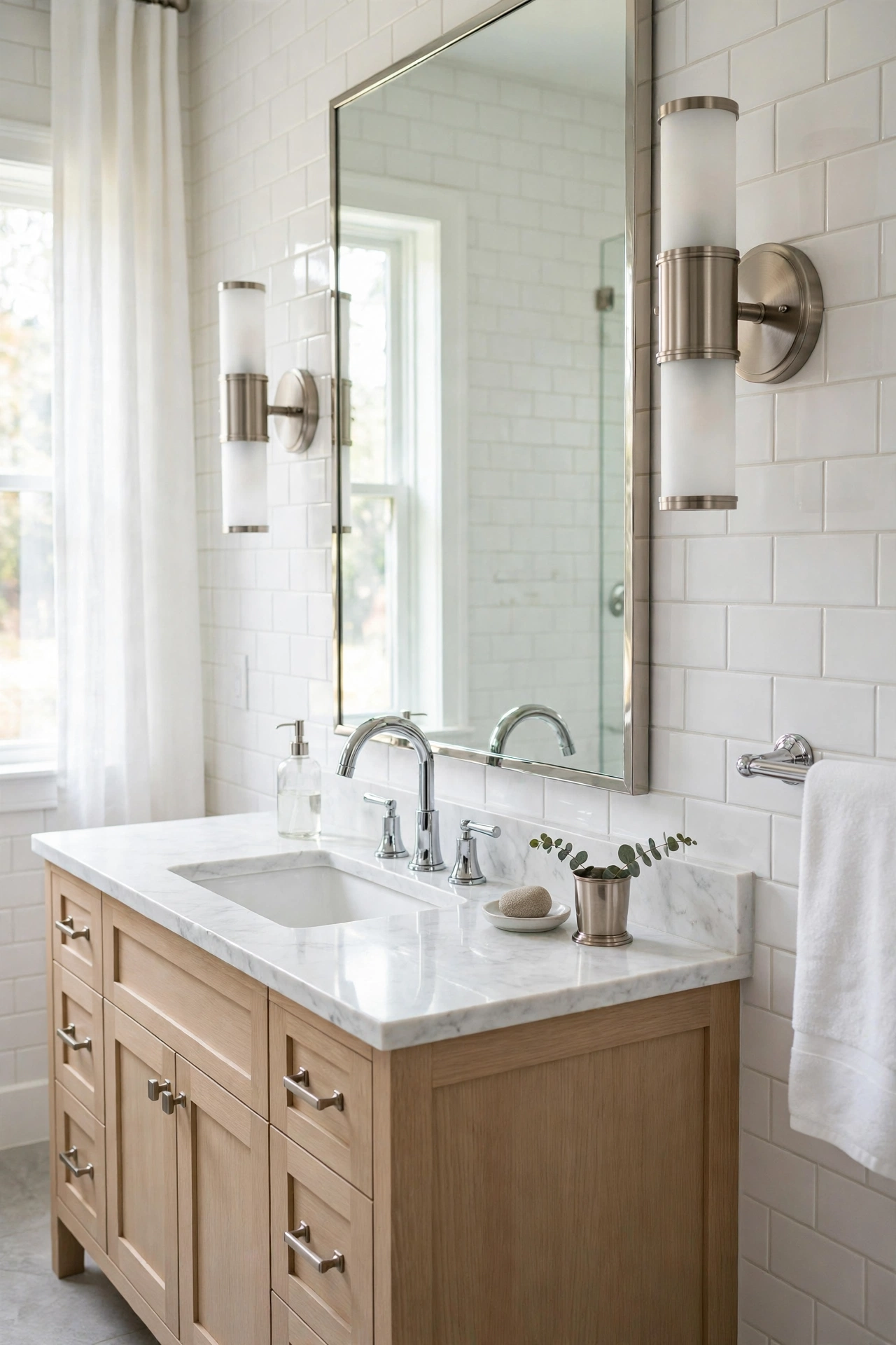 Bathroom silver fixtures