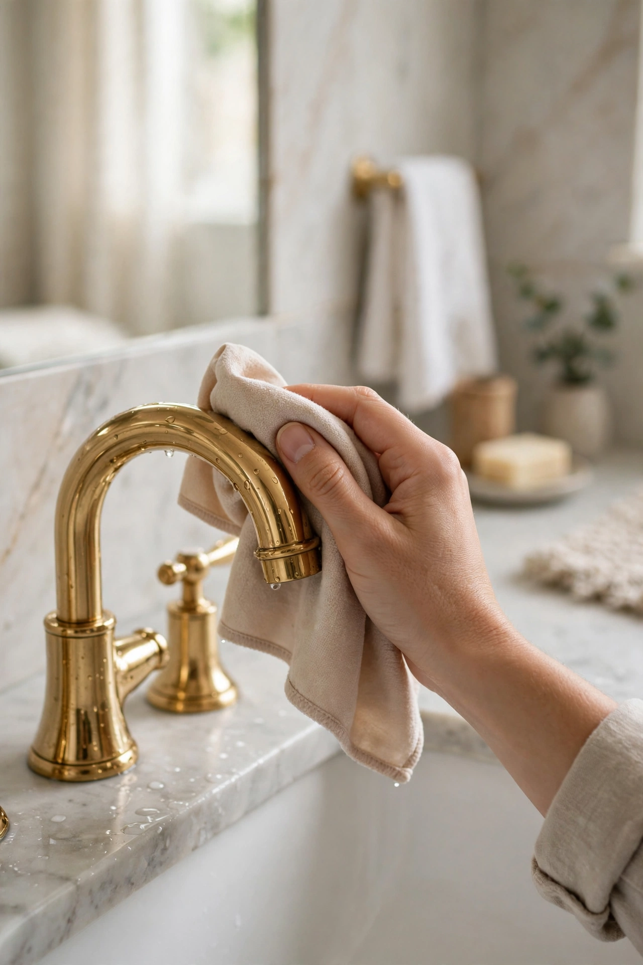 Bathroom gold accents